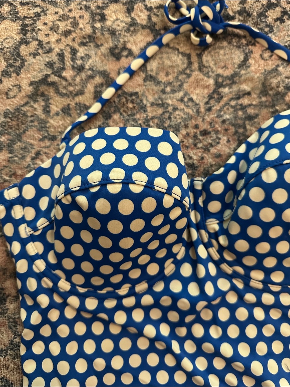 J. Crew Blue One-Piece Swimsuit with White Polka Dots - Picture 3 of 14